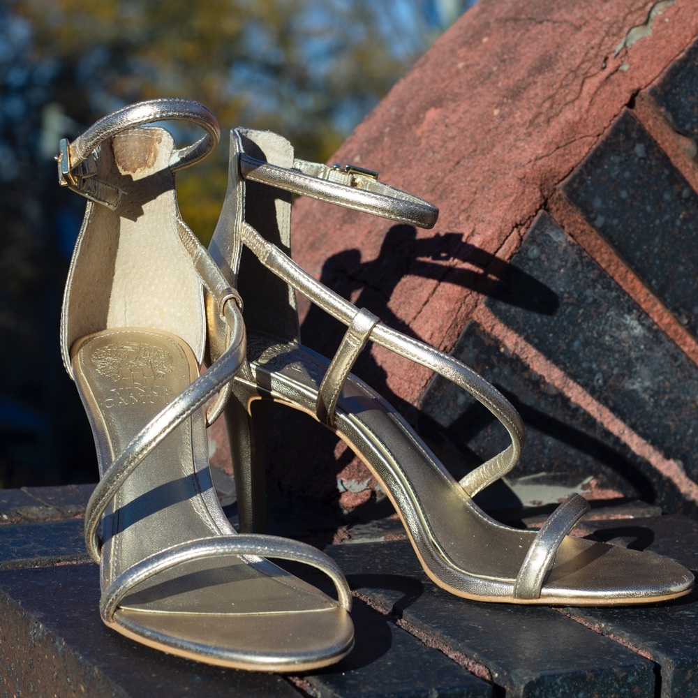 Vince Camuto Strappy Gold Heels Size 7.5
